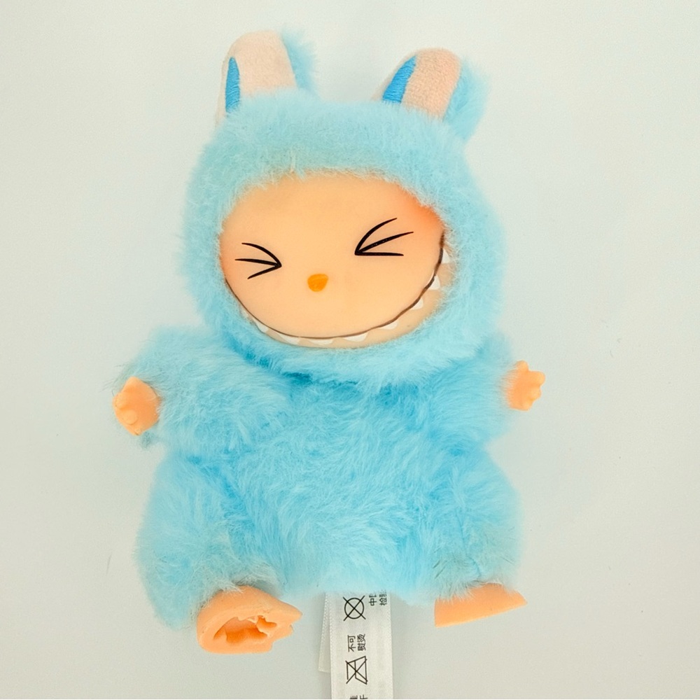Blue Monster Vinyl Plush Keychain Bag Charm - Cute Kawaii Macaron Furry Toy